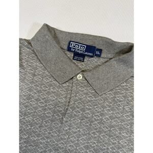 Polo Ralph Lauren Gray Pattern Polo Shirt Mens XL 1 Button Cotton Peru